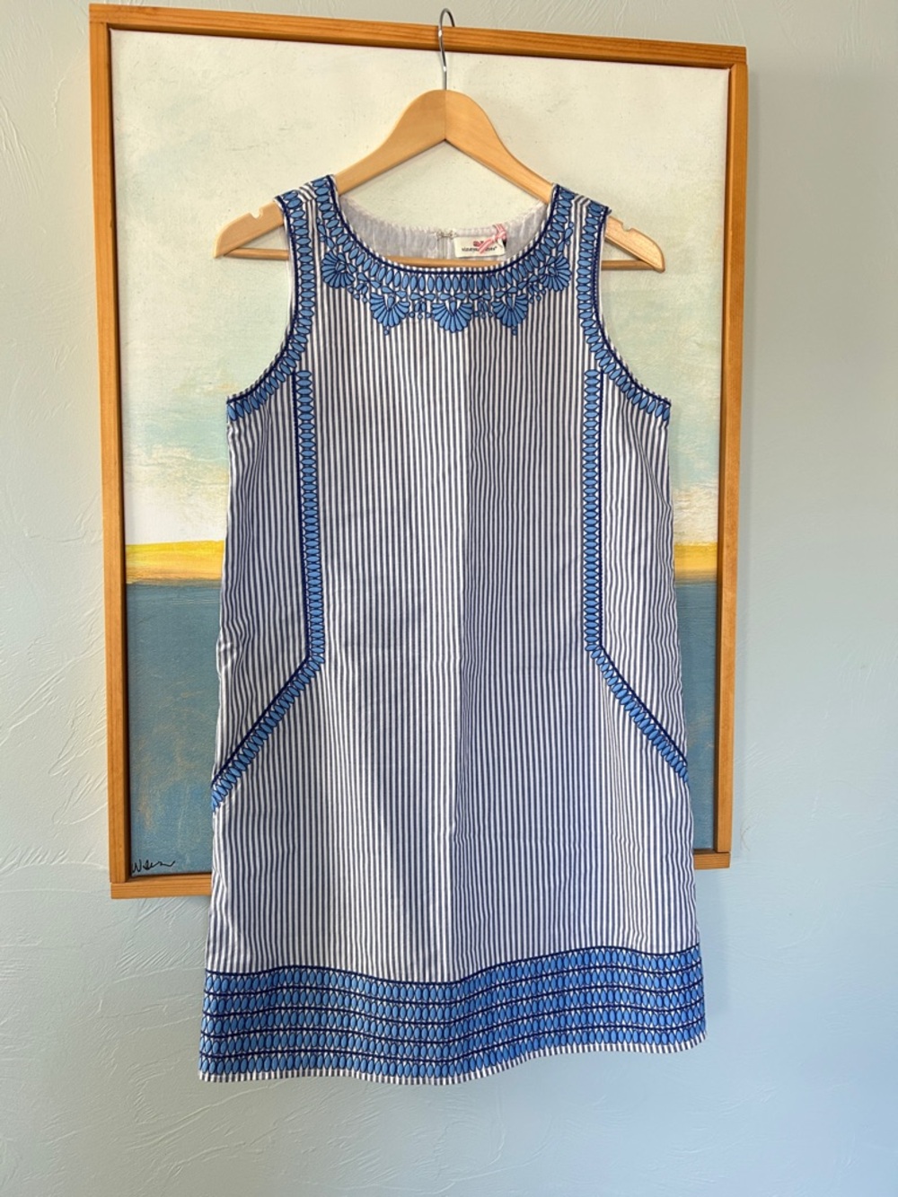 NWT Vineyard Vines Blue and White Striped Embroidered Shift Dress